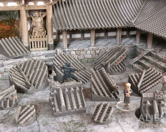 Samurai Ninja Rooftop Bases DnD Miniature Wargaming Terrain for Dungeons and Dragons, D&D, Pathfinder, Tabletop, 28mm Gifts