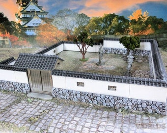 Japan Samurai Stone Wall Set DnD Miniature Wargaming Terrain for Dungeons and Dragons, D&D,  Pathfinder, Tabletop, 28mm Gifts