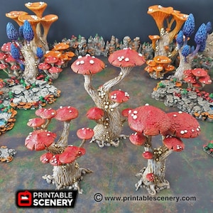 DnD Terrain Magic Mushrooms - Fantasy Goblin Dwarve Elves and Demons | 28 mm 32 mm 15 mm Miniatura Pathfinder D&D Tabletop
