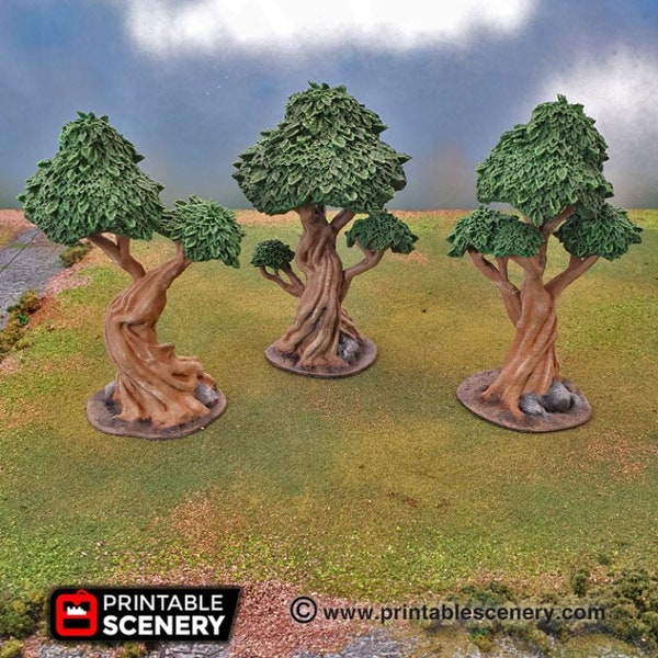 DnD Terrain Gnarly Trees - Fantasy Goblin Dwarve Elves and Demons | 28mm 32mm 15mm Miniature Wargaming Pathfinder D&D Tabletop
