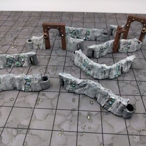 Las paredes de la caverna de las minas de mineral establecen terreno en miniatura DnD para terreno de mazmorras y dragones, D&D, D y D, Wargaming, Pathfinder, regalos