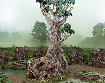 Gloaming Swampy Giant Swamp Tree And Hovel DnD Miniature Terrain, Dungeons and Dragons Terrain, D&D, D and D, Pathfinder, DnD Terrain