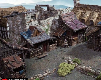 Medieval Shanty Bundle DnD Terrain for Dungeons and Dragons, D&D, D and D, Miniature, Wargaming, Tabletop, Gifts