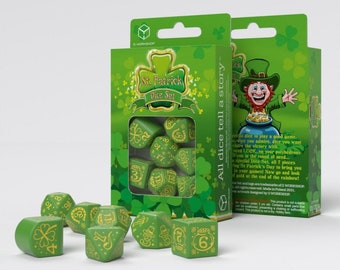 St. Patrick Lucky Charm  Dice Set Tundra for Dungeons and Dragons, D&D, Pathfinder, D20 Polyhedral Resin Dice, Fit in Box, Tower