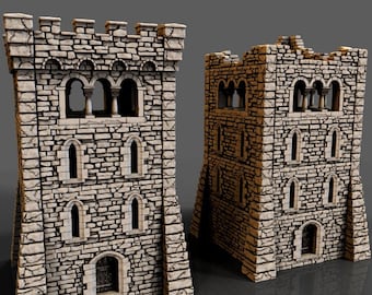 Ruined Tower DnD Miniature Terrain for Dungeons and Dragons, D&D, Pathfinder, Wargaming, 28mm, 32mm, Table Top, Miniatures