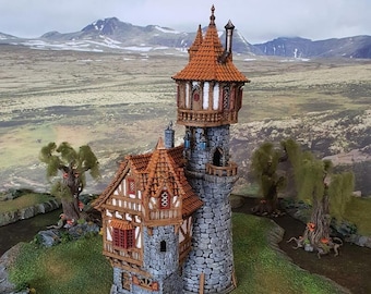 Terreno in miniatura DnD della Torre dello stregone, Terreno Dungeons and Dragons, D&D, D e D, Pathfinder, Terreno DnD