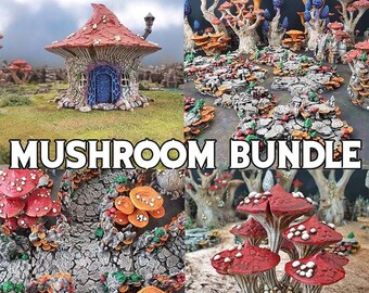 Mushroom Bundle DnD Terrain Set DnD Miniature Terrain, Dungeons and Dragons Terrain, D&D, D and D, Pathfinder, DnD Terrain