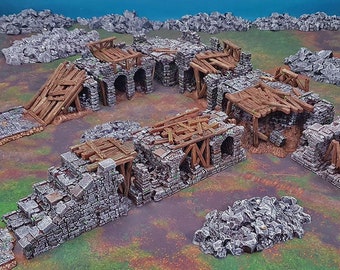 Ruined Bridge Spans DnD Miniature Terrain for Dungeons and Dragons, D&D, D and D, Tabletop, 28mm, Gifts