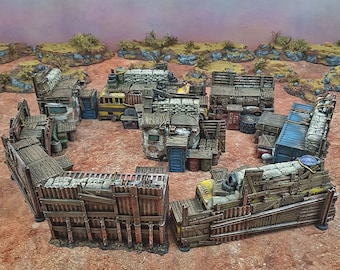 Junkfort Ramparts for Wasteworld Terrain, Gaslands, Post Apocalyptic, DnD, D&D, Dungeons and Dragons, 28mm 20mm