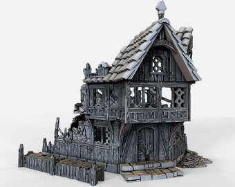 Winterdale Ruined Market Store DnD Miniature Terrain for Dungeons and Dragons, D&D, Pathfinder, Wargaming, 28mm, Table Top