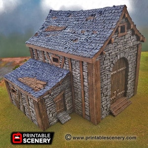 Stone Barn Tiles DnD Miniature Terrain, Dungeons and Dragons, D&D, Pathfinder, Wargaming, Tabletop, 28mm, 32mm, Scatter