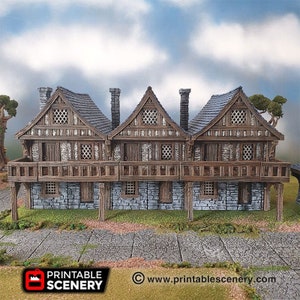 Terrace Housing Modular Tiles DnD Miniature Terrain, Dungeons and Dragons, D&D, Pathfinder, Wargaming, Tabletop, 28mm, 32mm