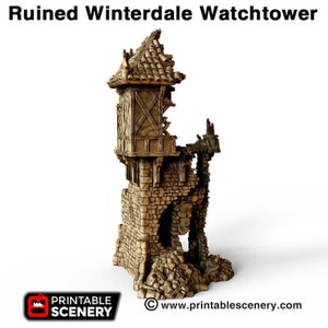 Ruined Winterdale Watchtower DnD Miniature Terrain for Dungeons and Dragons, D&D, Pathfinder, Scatter, Wargaming, 28mm, 32mm