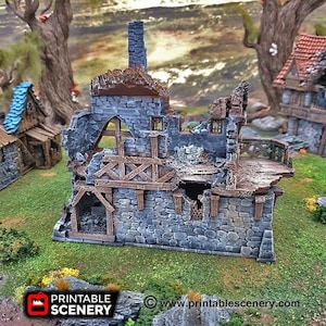Ruined Port Merchant DnD Miniature Terrain for Dungeons and Dragons, D&D, Pathfinder, Wargaming, 28mm, 32mm, Table Top