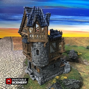 DnD Terrain Ruined Governor’s Mansion - Miniature Wargaming Pathfinder D&D Tabletop 28mm 32mm 15mm | Fantasy Dwarves Elves and Demons