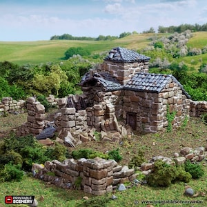 Ruined French Mausoleum DnD Terrain for Dungeons and Dragons, D&D, D and D,  40k, Miniature, Wargaming, Tabletop, Gifts