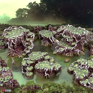 Gloaming Swamp Hillocks Set DnD Terrain, Dungeons and Dragons Terrain, D&D, D and D, Pathfinder, DnD Miniature Terrain