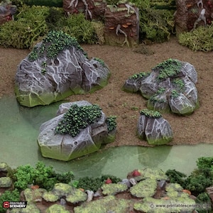 Gloaming Swamp Scatter Rocks DnD Miniature Terrain, Dungeons and Dragons Terrain, D&D, D and D, Pathfinder, DnD Terrain