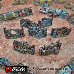 Junkfort Barricades And Fences for Wasteworld   Terrain, Gaslands, Post Apocalyptic, DnD, D&D, Dungeons and Dragons, 28mm 20mm