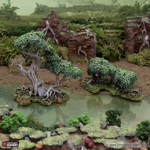 Gloaming Swamp Scatter Tree and Bush DnD Miniature Terrain, Dungeons and Dragons Terrain, D&D, D and D, Pathfinder, DnD Terrain
