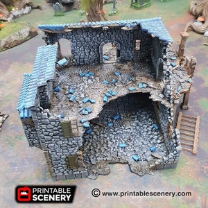 Ruined Port Tavern DnD Miniature Terrain for Dungeons and Dragons, D&D, Pathfinder, Wargaming, 28mm, 32mm, Table Top