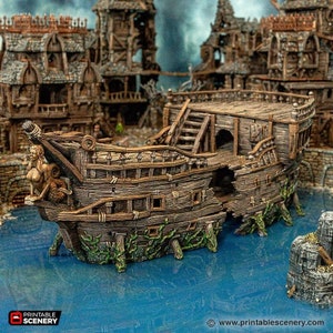 The Shipwrecked Siren DnD Terrain, Dungeons and Dragons Terrain, Cities of Ramshackle and Ruin Series, D&D, D and D, DnD Miniature Terrain