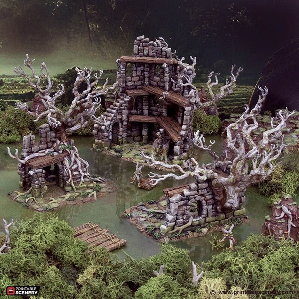 Gloaming Swamp Wildwood Ruins DnD Miniatuurterrein, Dungeons and Dragons Terrain, D&D, D en D, Pathfinder, DnD Terrain