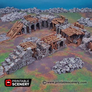 Ruined Bridge Spans DnD Miniature Terrain for Dungeons and Dragons, D&D, D and D, Tabletop, 28mm, Gifts