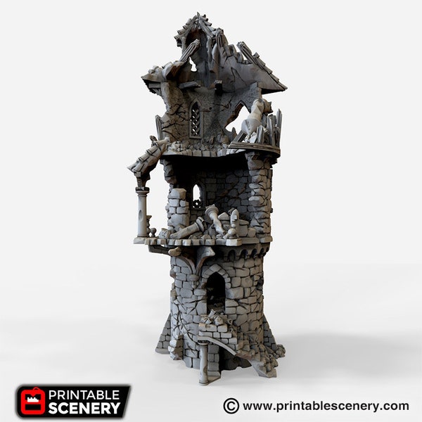 Winterdale Ruined Wizard Tower DnD Miniature Terrain for Dungeons and Dragons, D&D, Pathfinder, Wargaming, 28mm, Table Top