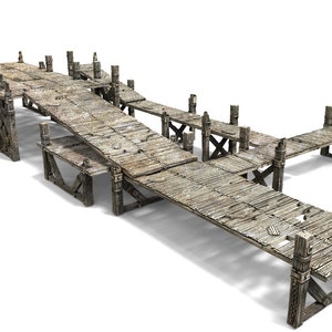 Walkway Harbor Dock Ship DnD Miniature Terrain for Dungeons and Dragons, D&D, Pathfinder, Tabletop, 28mm, 32mm, Gifts