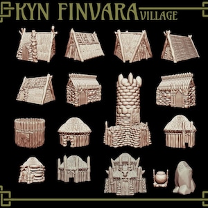 Full Goblin Village DnD Miniature Terrain, Dungeons and Dragons, D&D, Pathfinder , Wargaming, Scatter, 28mm