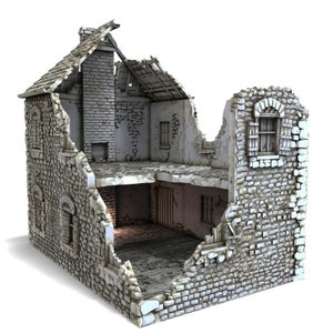 Ruined French Farmhouse DnD Miniature Wargaming Terrain for Dungeons and Dragons, D&D, Pathfinder, Tabletop, 28mm, Gifts
