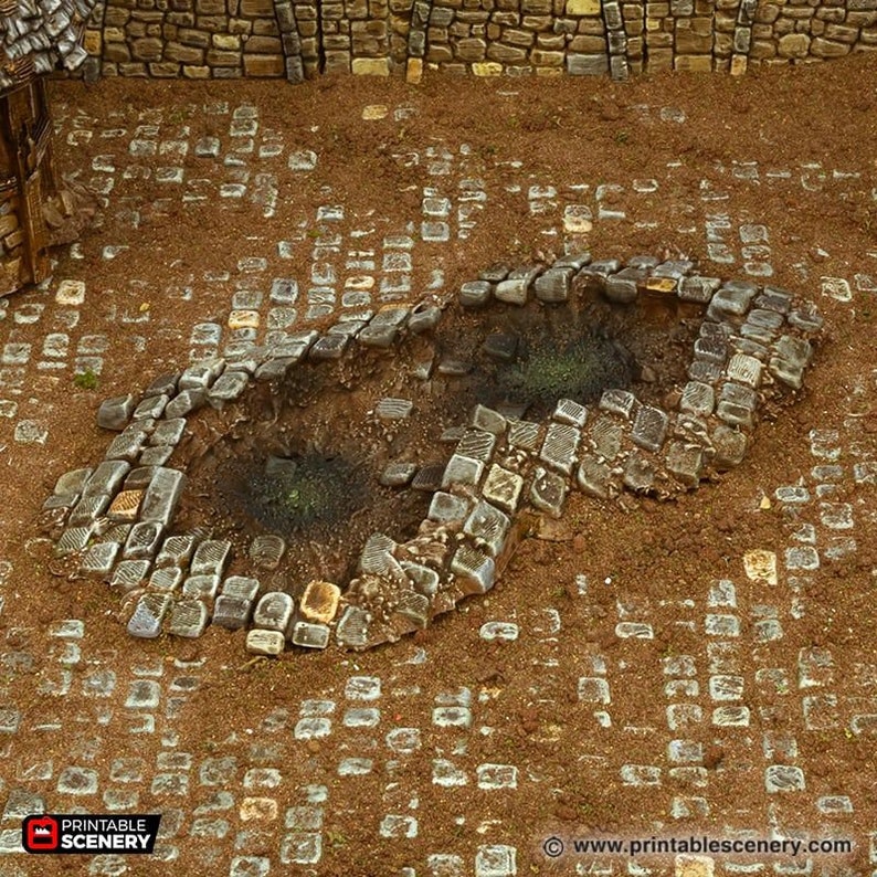 Meteor Craters DnD Miniature Terrain, Dungeons and Dragons Terrain, Cities of Ramshackle and Ruin Series, D&D, D and D, DnD Terrain, Warhammer 40k