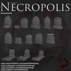 Dark Realms Necropolis Gravestone DnD Miniature DnD Terrain for Dungeons and Dragons, D&D, D and D, Wargaming, Dungeons and Dragons Terrain
