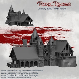 Dark Realms Elven Scenery Palace DnD miniatuurterrein voor Dungeons and Dragons, D&D, D en D, Wargaming, Pathfinder, tafelblad