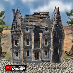 Ruined Chateau DnD Miniature Terrain for Dungeons and Dragons, D&D, Pathfinder, Wargaming, 28mm, 32mm, Table Top