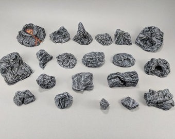 Dungeon Rock Affioramenti DnD Terreno in miniatura, Dungeons and Dragons, D&D, Wargaming, Wargaming, Pathfinder, Da tavolo, 28mm, Scatter