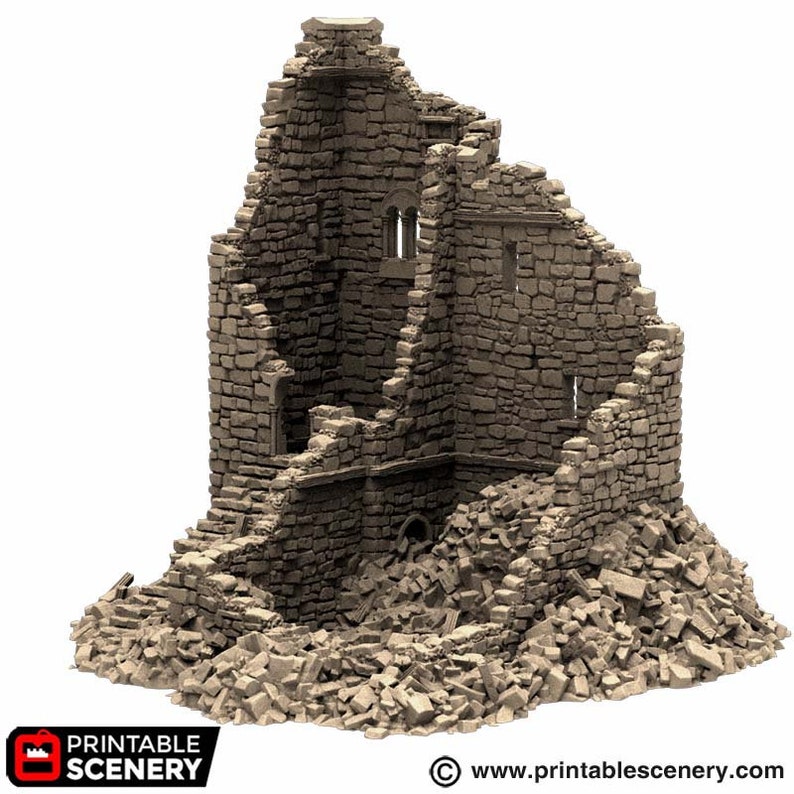 Terreno DnD del fuerte de piedra normando en ruinas para mazmorras y dragones, D&D, D y D, 40k, miniatura, Wargaming, mesa, regalos imagen 4