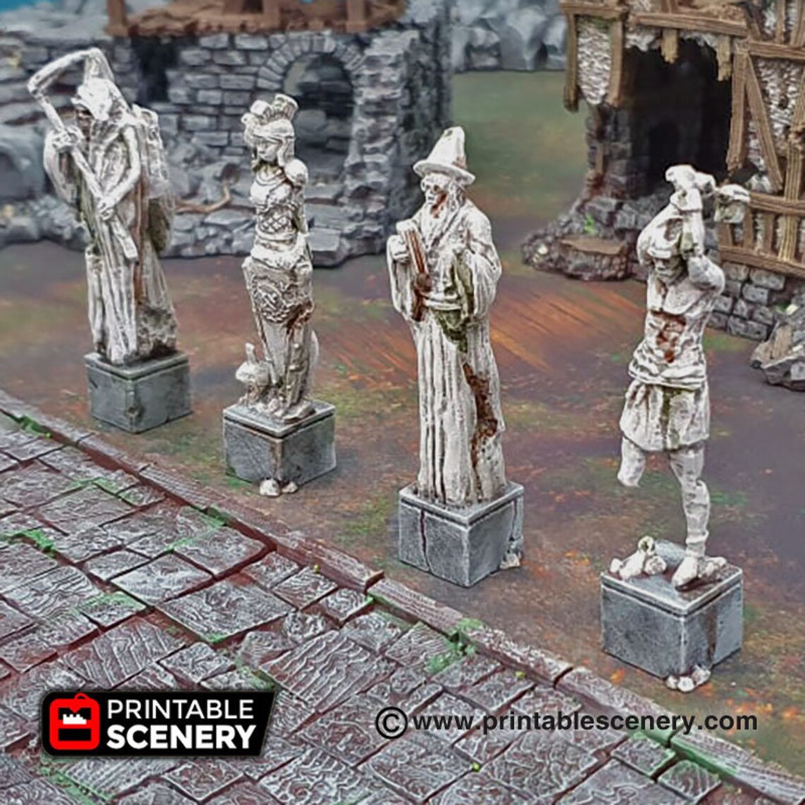 Shadowfey Guardian Statues DnD Miniature Terrain for Dungeons Etsy