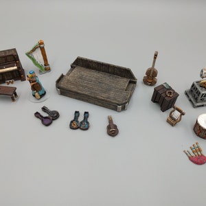 Tavern Music Instruments and Sound DnD Terrain Miniature | Dungeons and Dragons, D&D, Tabletop, Scatter, Pathfinder, 28mm