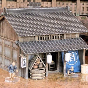 Japan Samurai Sake Shop Set DnD Miniature Wargaming Terrain for Dungeons and Dragons, D&D, Pathfinder, Tabletop, 28mm, Gifts