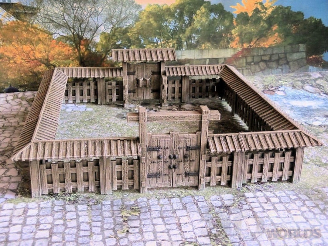 Japan Samurai Wooden Wall Set Dnd Miniature Wargaming Terrain for