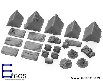 Adventure Camp Set DnD Miniature Terrain for Dungeons and Dragons Terrains, D&D, Pathfinder, Wargaming, Tabletop, DnD Gifts, 28mm