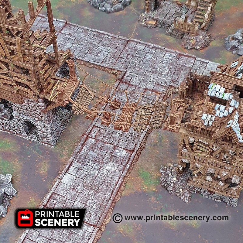Shadowfey Ruined Rope Bridge Dnd Miniature Terrain for Etsy