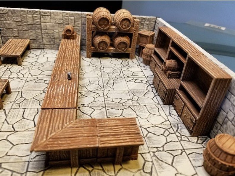 Dungeons and Dragons Miniature Terrain Tavern Modular Bar, DnD, D&D, Wargaming, Tabletop, Scatter, Pathfinder, 28mm, 32mm image 2