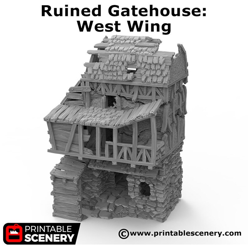 Ruined Gatehouse West Wing DnD Miniature Terrain for Dungeons and Dragons, D&D, D and D, , Tabletop, Wargaming, Gifts image 6