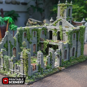 Caribbean Church DnD Miniature Terrain, Dungeons and Dragons, D&D, Pathfinder, Scatter, Wargaming, Tabletop. 28mm