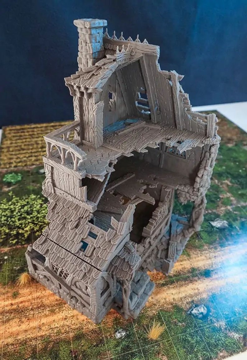 Ruined Healers House DnD Miniature Terrain for Dungeons and Dragons, D&D, D and D, 40k, Wargaming, Tabletop, image 4