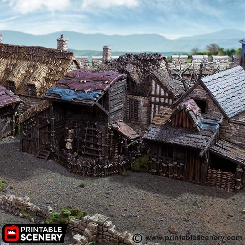 Medieval Shanty Bundle DnD Terrain for Dungeons and Dragons, D&D, D and D, 40k, Miniature, Wargaming, Tabletop, Gifts