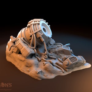 28mm Wargaming Destroyed Generator Terrain  | Star Wars Legion Imperial Assault Miniature Terrain | The Dragon&#39;s Rest Terrain